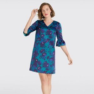 Draper James Deep Teal Cutout Floral A-Line Dress NWT Size 0